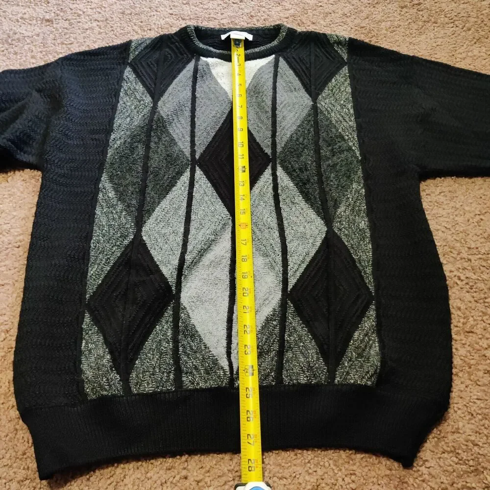 Cibreo Wool Blend Crewneck Sweater Mens Size Large Diamond Pattern Made In Italy